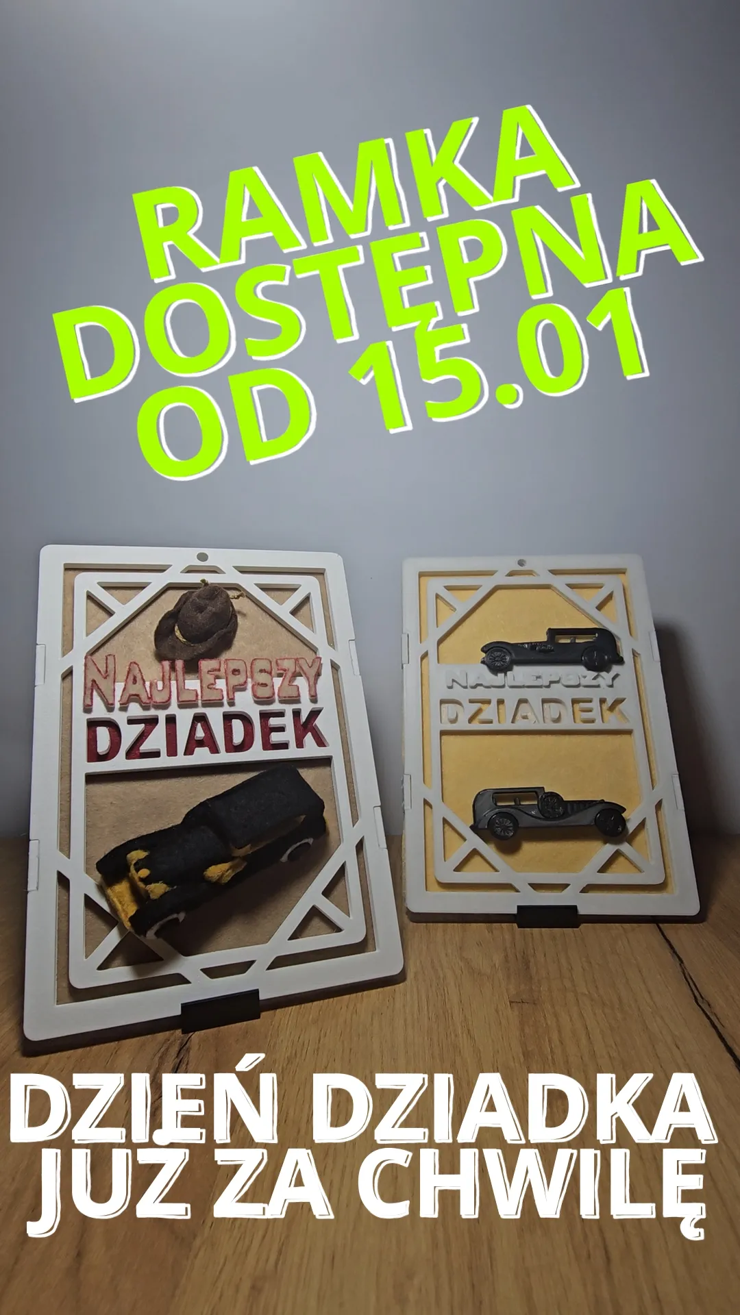 🎁 PREZENT NA DZIEŃ DZIADKA - Personalna ramka 3D z filcowymi detalami, produkcja w Polsce